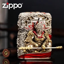 Jacket Gold Red Luminous Fighting Buddha Monkey King Wu Kong Zippo Lighter US