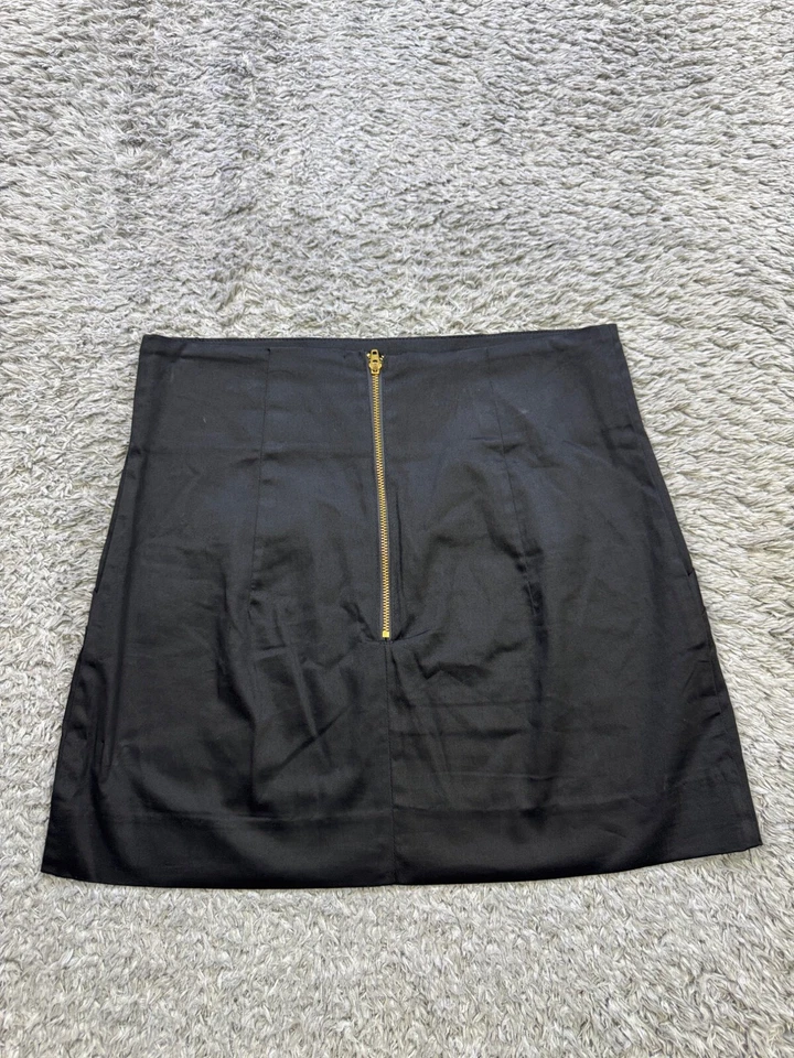 Arden B Skirt Women 8 Black Twill Back Zip Mini A-Line Stretch Made In USA - Image 2 of 4