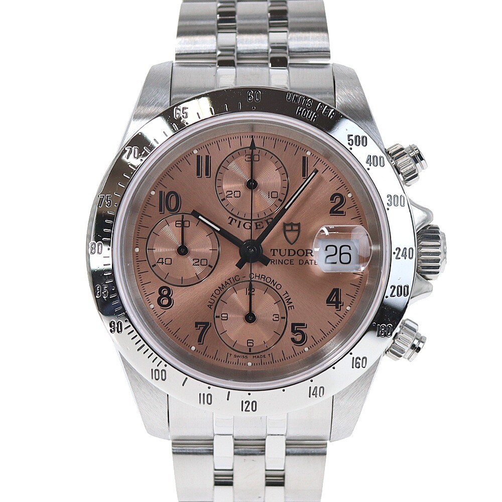 Tudor Prince Date Chronotime Pink Dial Valjoux 7750 Men's Watch 79280