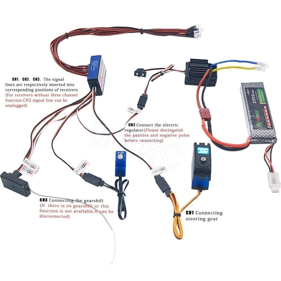 12 LED Lighting Kit - Steering Brake Simulation - Flash Light for 1/10 RC Model - Image 2 of 2