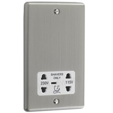 Light Switches and Plug Sockets Trade Range BRUSHED CHROME - WHITE INSERTS