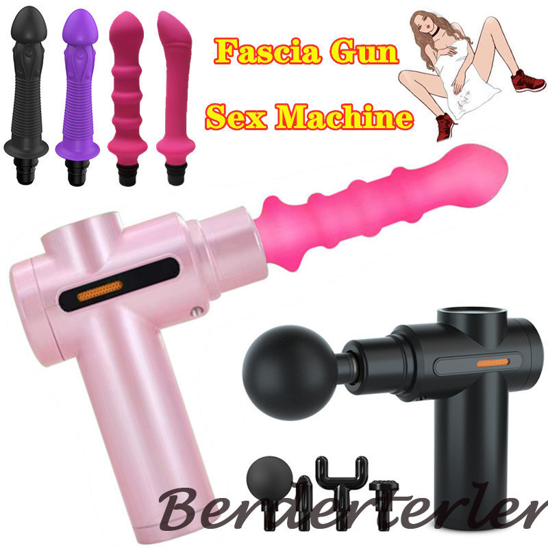 Fascial Massage Gun Adapter Sex Machine Accessories Orgasm Dildo Penis Vibrator