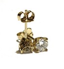 New 14k yellow gold .55ct I1 H Fancy prong round diamond stud earrings — photo 5