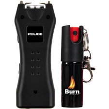 POLICE Stun Gun Burn Pepper Spray Combo Self Defense 618 Black