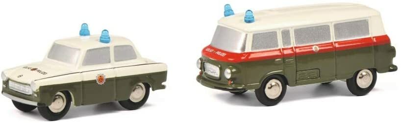 Schuco Piccolo Set Volkspolizei Trabant Barkas B1000 Police GDR