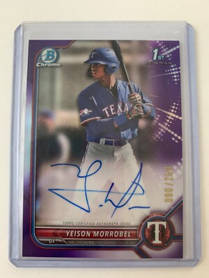 2022 Bowman Chrome Prospect Auto Yeison Morrobel #CPA-YML Auto Purple #D /250