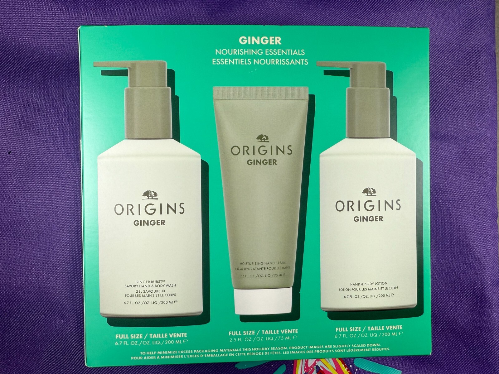Origins GINGER Nourishing Essentials Body wash , Hand Cream, Hand &Lotion Set