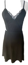 Lulus Little Black Dress Lace Mini Skater Dress Medium Open Back Sexy Gothic