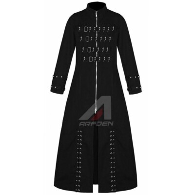 HANDMADE BLACK HELLRAISER GOTH PUNK PINHEAD VAMPIRE JACKET TRENCH COAT 