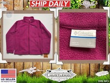 Columbia Zip Up Long Sleeve Fleece Jacket Coat Pink Youth Girl L Large 14-16  MG
