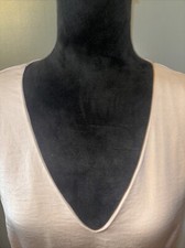 PARIS SUNDAY NWOT peach vneck lace accent shift dress Large