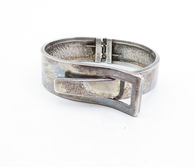 アクセサリー Vintage Silver Belt Buckle Bracelet 925 Italian 925 Silver Belt Buckle Bracelet, Adjustable Length