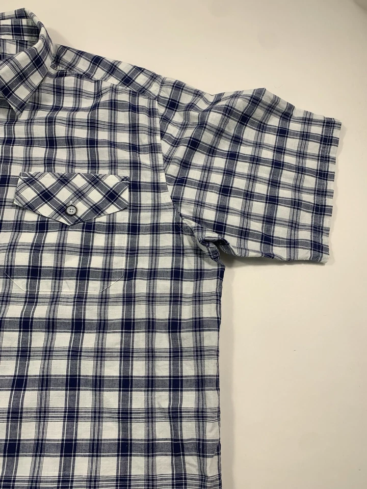 Camisa Mountain Khakis Para Hombres Grande Azul Bolsillo a Cuadros Abotonable Informal Foto 4 de 4