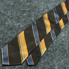 Ted Baker Neck Tie Repp Stripe Brown Orange Blue Silk Made In USA