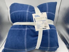 Simply Essential 3-Piece Windowpane Plaid Throw Blanket Feather Pillow Bundle