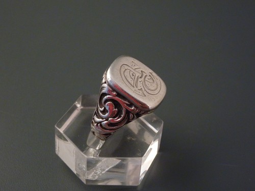 Massiver Jugendstil Herren Monogramm Ring Initialen AE 835er Silber Gr. 63 9,9g - Bild 9 von 13