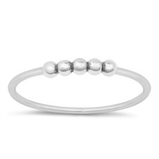 Beads Ring Genuine Sterling Silver 925 Oxidized Height 2 mm Sizes 4 - 10