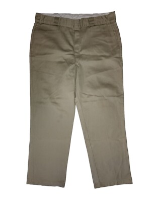 Dickies Mens Khaki Chino Style Pants 38 X 30 Zipper 