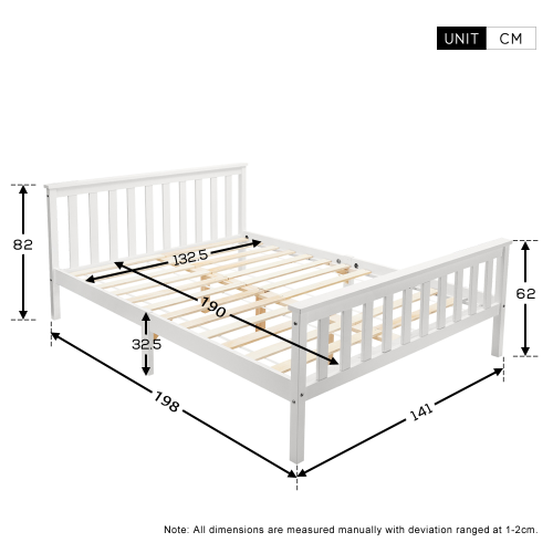 3ft Single Bed / 4ft6 Double Bed White Solid Pine Wooden Frame Kids