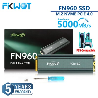 Fikwot 4TB 2TB 1TB SSD M.2 NVMe PCIe Gen 4.0 TLC PS5 Internal SSD Hard Drive Lot