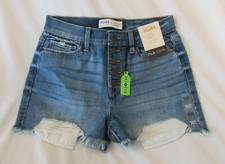 Ladies "Mudd" Size 7, Med Wash Blue , Button Fly, High Rise, Destroyed, Shorts