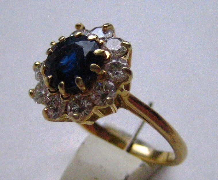 BAGUE SAPHIR ENTOURAGE DIAMANTS OR 750 eBay
