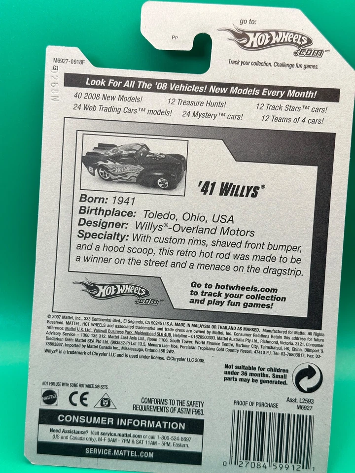 Hot Wheels 2008 All Stars 41 Willys, 061/196, contenedor 16 Foto 2 de 2