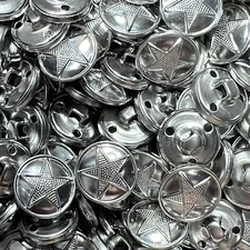 Silver Military Star Design Stamped/Embossed Metal Button 15, 20,23,25mm Shank