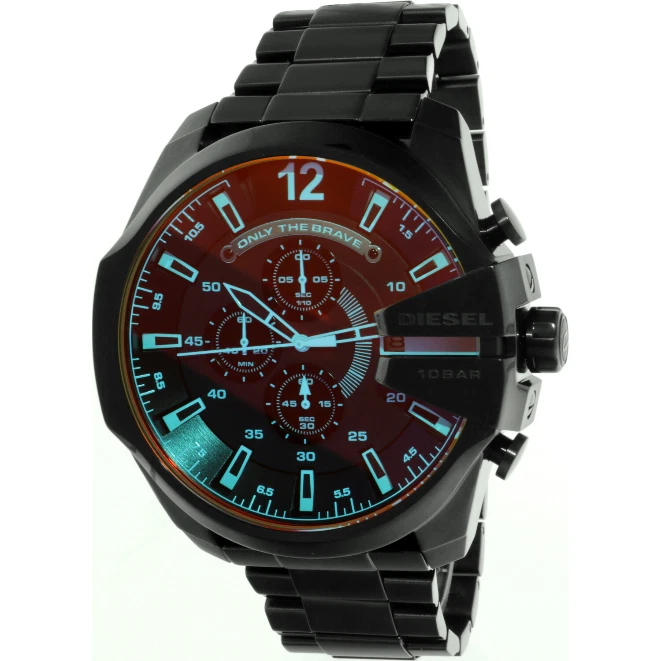 Diesel Mega Chief Black Ion-plated Chronograph Steel Quartz Men