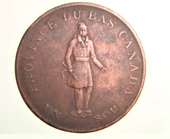 1852 Quebec Bank Token Canada 1/2 Penny