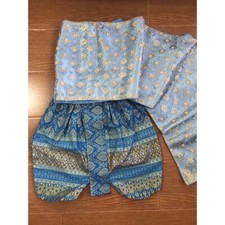 Thai Traditional Wedding Dress Cloth Skirt Top For Kids Not include jewer blue