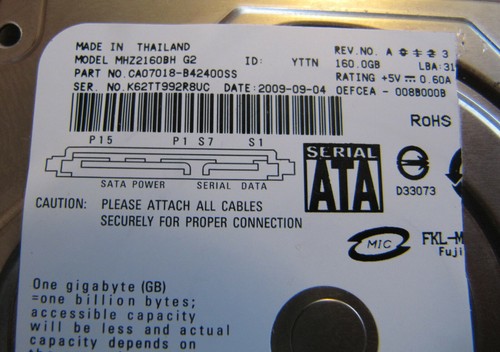 Fujitsu MHZ2160BH G2 - getesteter Controller von defekter 2.5"-160GB-Festplatte