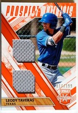 Leody Taveras 2019 Elite Extra Edition Orange Prospect Materials Dual SP 17/199