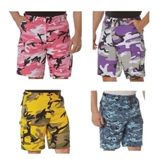 Camo Cargo Shorts BDU Style 6 Pocket Light Weight Rothco 65/45 Cotton Poly