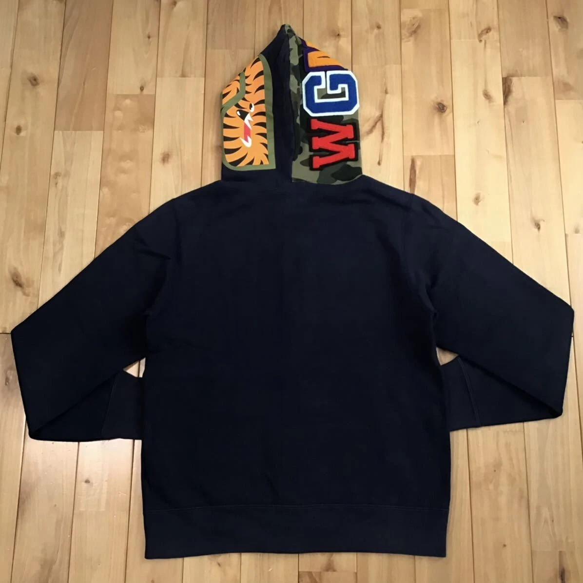 BAPE 1st camo green × navy shark full zip hoodie A Bathing Ape Size M
