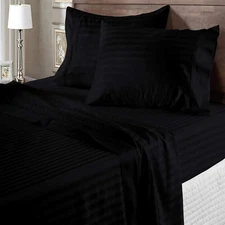 Egyptian Cotton Extra Deep Pocket Marvelous Bedding Black Stripes Select Item