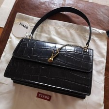 Staud Shoulder Bag Calf Leather Black Gold Hardware From Japan Authentic
