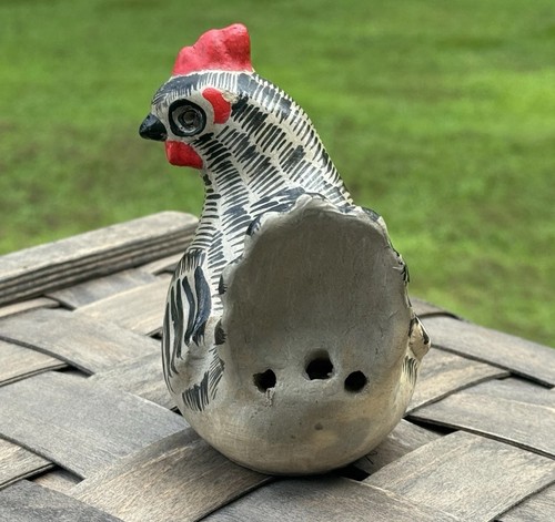 Vintage Volkskunst handbemalt Hahn Huhn Steinzeug Keramik 4,5 Zoll - Bild 5 von 10