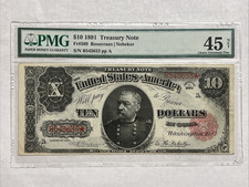 US 1891 $10 Treasury Note Rosecrans/Nebecker  PMG 45