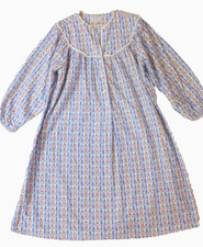 Lanz of Salzburg Nightgown Womens Large Blue Floral Knee Length 100 Cotton