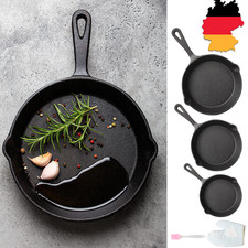 3er Set Gusseisen-Pfanne Pfannenset Bratpfann...