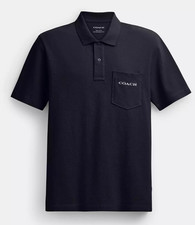 Coach Men's Navy Organic Cotton Pocket Polo CAH62 Size M - NWT