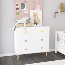 3-Drawer Kids Dresser White for Nursery Bedroom w/ Storage