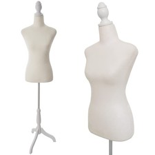 Female Dress Form Mannequin Torso Body with Adjustable Tripod Beige, Beige