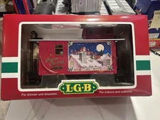 LGB 46657 Christmas Caboose, G Scale W/Lights, Steel Ball Bearing Wheels, NEW