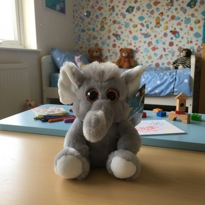 Forest Friend 6.3'' Grey Elephant Plush Stuffed Animal Toy Glitter Eyes PLU-1506