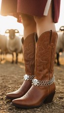 Women Boot Bracelet Silver Metal Chain Shoe SET Skeleton Skull Charm Halloween