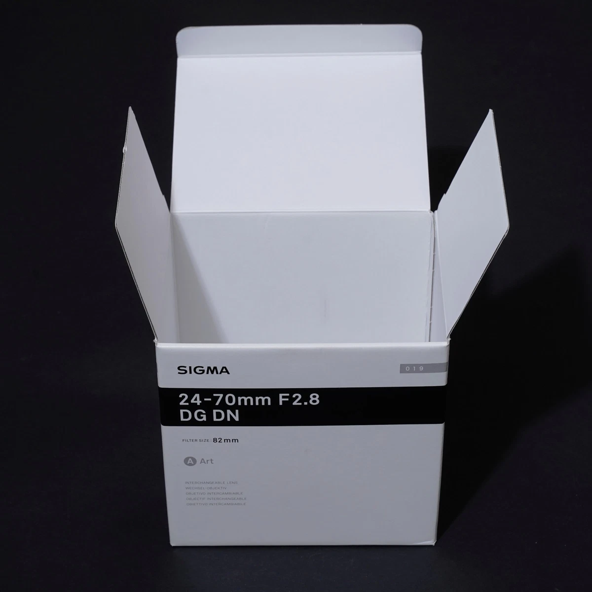 Lente de cámara artística Sigma Sony 24-70 mm F 2,8 DG DN caja vacía solo para repuestos