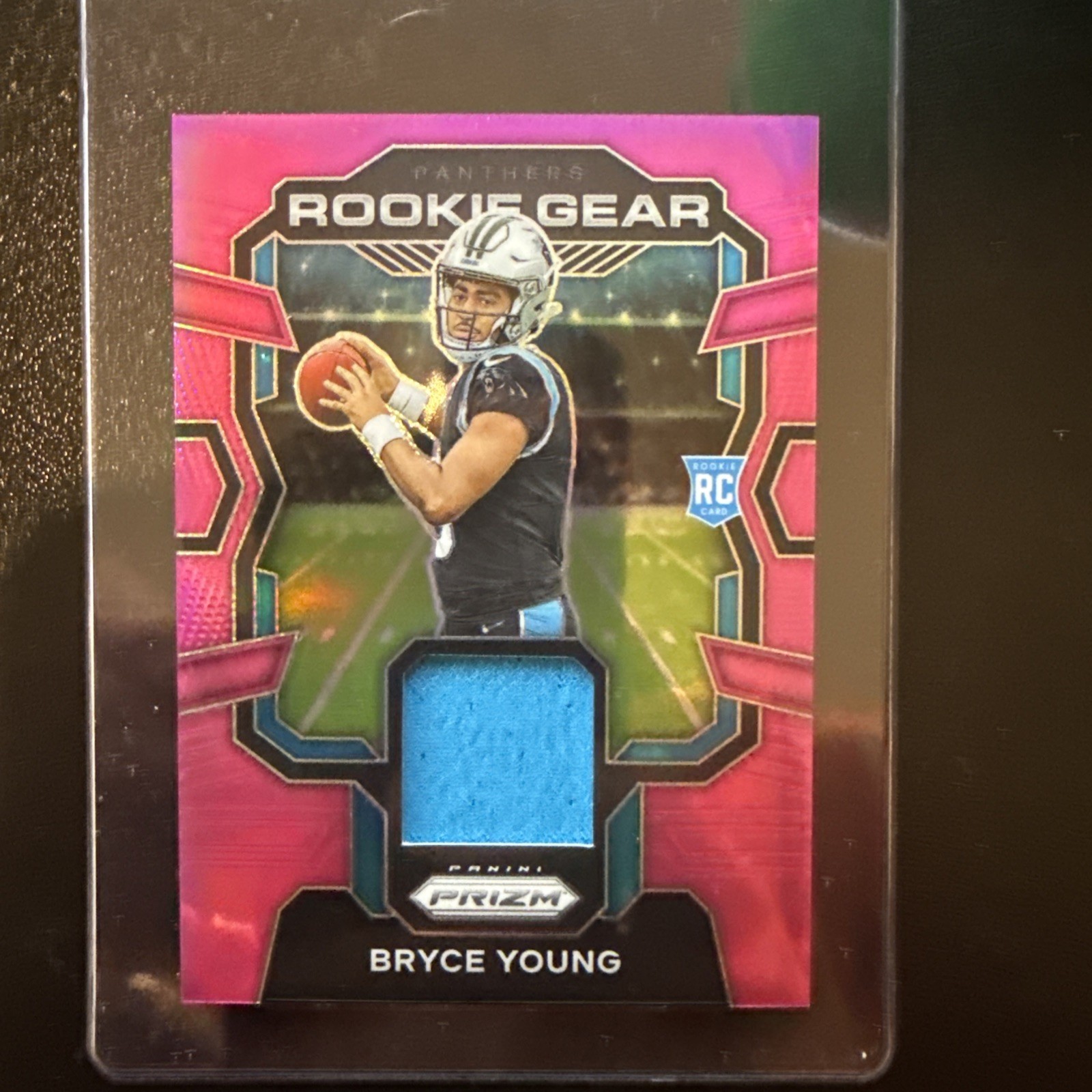 2023 Panini Prizm #RG-BY Bryce Young RC Rookie Gear Purple Prizm Panthers