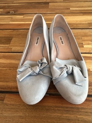 Miu Miu suede ballerina flats with a front bow detail 38.5